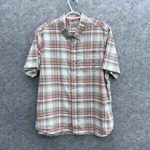 L.L. Bean Men's Short Sleeve Button Down Shirt, L Reg, Slightly Fit Cotton Check